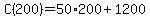 C%28200%29=50%2A200%2B1200