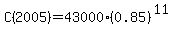 C%282005%29=43000%280.85%29%5E%2811%29