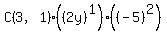 C%283%2C1%29%28%282y%29%5E1%29%28%28-5%29%5E2%29