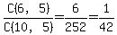 C%286%2C5%29%2FC%2810%2C+5%29+=+6%2F252+=+1%2F42
