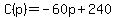 C%28p%29=-60p%2B240