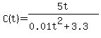 C%28t%29=5t%2F%280.01t%5E2%2B3.3%29