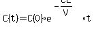 C%28t%29+=+C%280%29%2Ae%5E%28-CL%2FV%29t