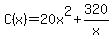 C%28x%29=20x%5E2%2B320%2Fx