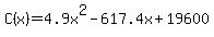 C%28x%29=4.9x%5E2-617.4x%2B19600