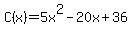 C%28x%29=5x%5E2-20x%2B36+