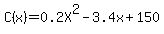 C%28x%29+=+0.2X%5E2-3.4x%2B150+