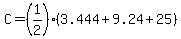 C=%281%2F2%29%283.444%2B9.24%2B25%29