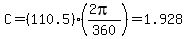 C=%28110.5%29%28%282pi%29%2F360%29=1.928