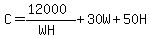 C=%2812000%29%2F%28WH%29%2B30W%2B50H