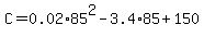 C=0.02%2A85%5E2-3.4%2A85%2B150