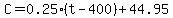 C=0.25%28t-400%29+%2B+44.95