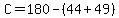 C=180-%2844%2B49%29