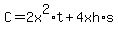 C=2x%5E2%2At%2B4xh%2As