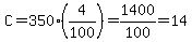 C=350%284%2F100%29=1400%2F100=14