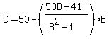 C=50-%28%2850B-41%29%2F%28B%5E2-1%29%29B