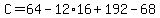 C=64-12%2A16%2B192-68