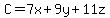 C=7x%2B9y%2B11z