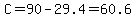 C=90-29.4=60.6