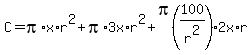 C=pi%2Ax%2Ar%5E2%2Bpi%2A3x%2Ar%5E2%2Bpi%28100%2Fr%5E2%29%2A2x%2Ar
