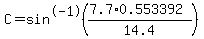 C=sin%5E-1%28+%287.7+%2A+0.553392%29+%2F+14.4+%29+