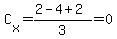 C%5Bx%5D=%282-4%2B2%29%2F3=0