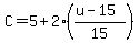 C+=+%245+%2B+%242%28%28u-15%29%2F15%29