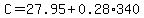 C+=+27.95+%2B+0.28%2A340