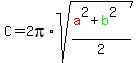C+=+2pi%2Asqrt%28%28red%28a%29%5E2%2Bgreen%28b%29%5E2%29%2F2%29