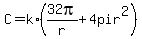 C+=+k%2A%2832pi%2Fr+%2B+4pir%5E2%29