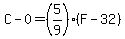 C-0=%285%2F9%29%28F-32%29