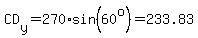 CD%5By%5D=270%2Asin%2860%5Eo%29=233.83