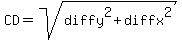 CD+=+sqrt%28diffy%5E2+%2B+diffx%5E2%29