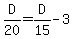 D%2F20+=+D%2F15+-+3
