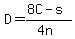 D=+%288C-s%29%2F%284n%29