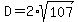 D=2%2Asqrt%28107%29