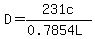 D=231c%2F%280.7854L%29