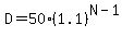 D=50%281.1%29%5E%28N-1%29