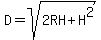 D=sqrt%282RH%2BH%5E2%29