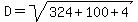 D=sqrt%28324%2B100%2B4%29