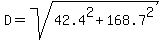 D=sqrt%2842.4%5E2%2B168.7%5E2%29