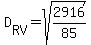 D%5BRV%5D=sqrt%282916%2F85%29