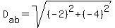 D%5Bab%5D+=+sqrt%28%28-2%29%5E2+%2B+%28-4%29%5E2%29