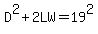 D%5E2%2B2LW=19%5E2