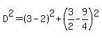 D%5E2=%283-2%29%5E2%2B%283%2F2-9%2F4%29%5E2