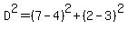 D%5E2=%287-4%29%5E2%2B%282-3%29%5E2