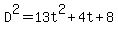 D%5E2=13t%5E2%2B4t%2B8