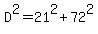 D%5E2=21%5E2%2B72%5E2