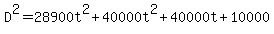 D%5E2=28900t%5E2%2B40000t%5E2%2B40000t%2B10000