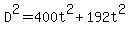 D%5E2=400t%5E2%2B192t%5E2